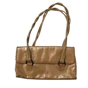 Vintage 90s Worthington Shoulder Bag Gold Metallic Minimalist Boho Braid Handles